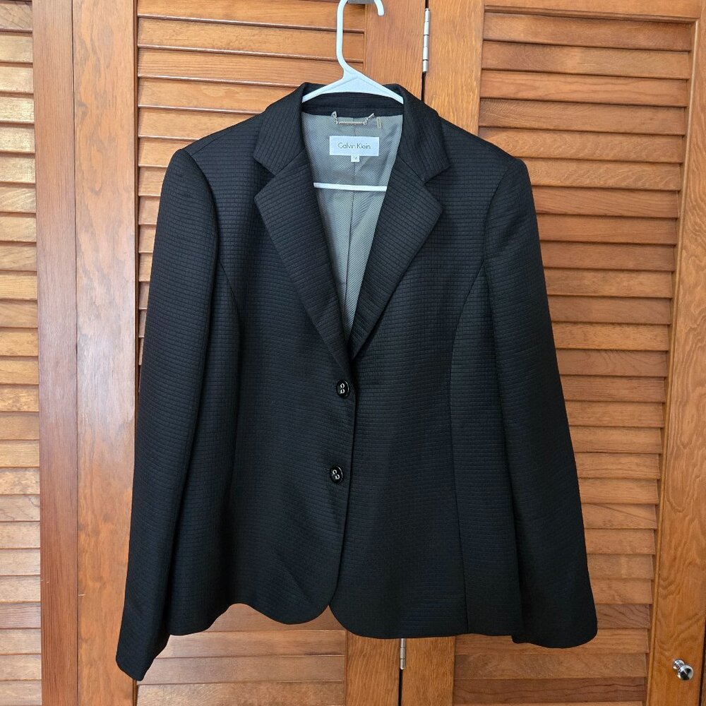 Calvin Klein Women's Two Button Lux Blazer Color Black Size 14